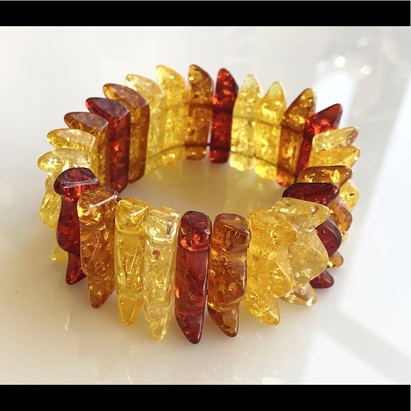 Genuine gradiant baltic amber thick boho bracelet - Picture 4 of 8